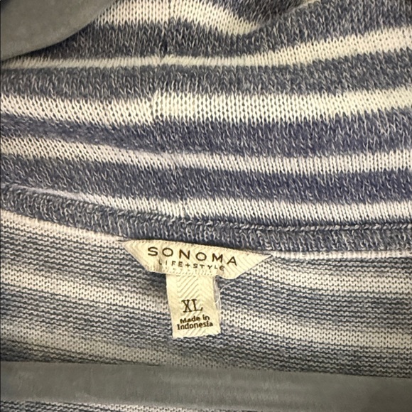 Sonoma Blue and White Striped Cowl Neck Sweater - Picture 2 of 9